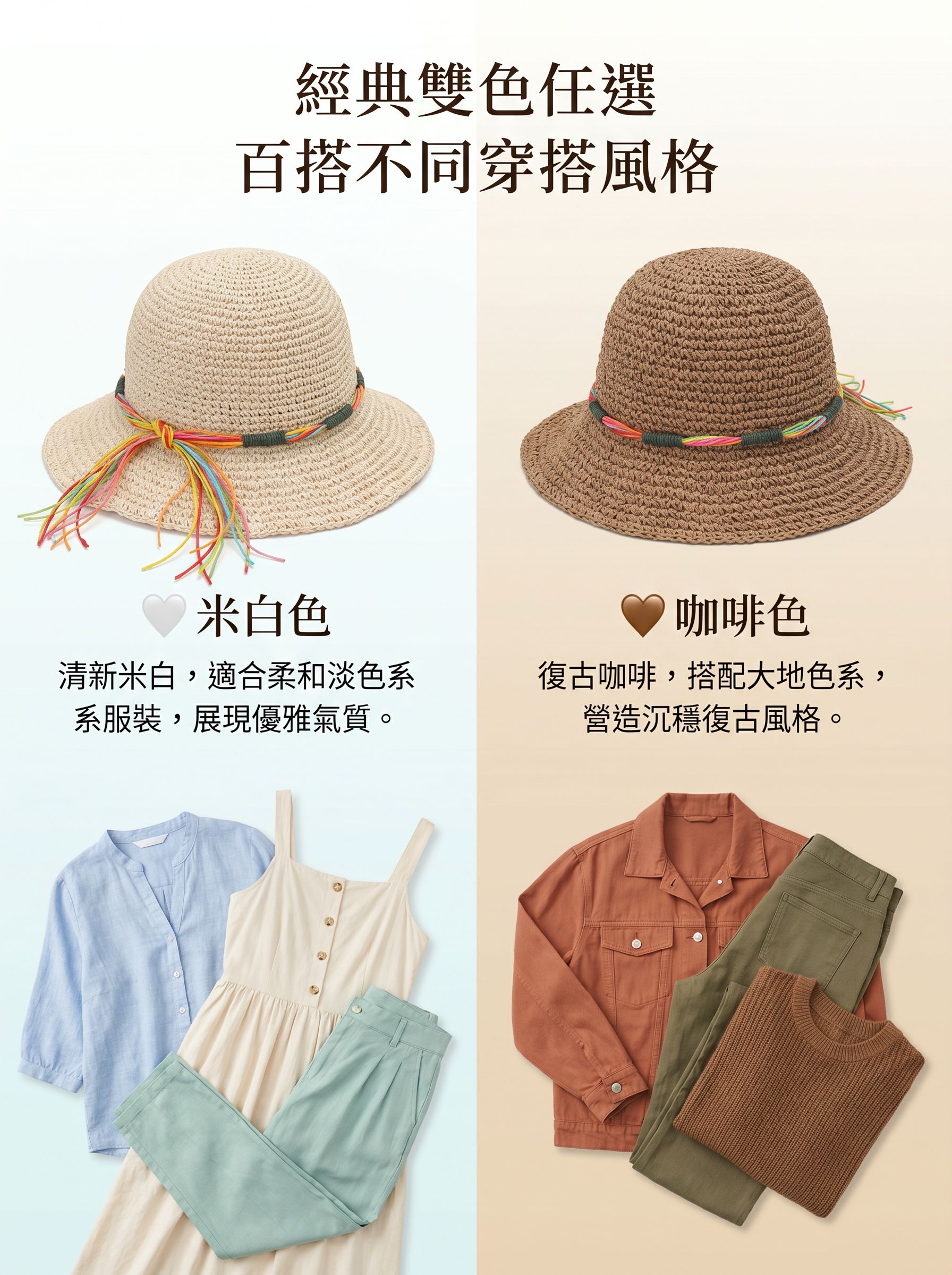 彩繩漁夫草帽自然光下展示