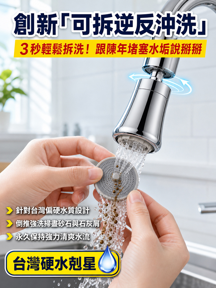 【老舊龍頭一秒升級】360度反冲洗自洁厨房水龙头接头