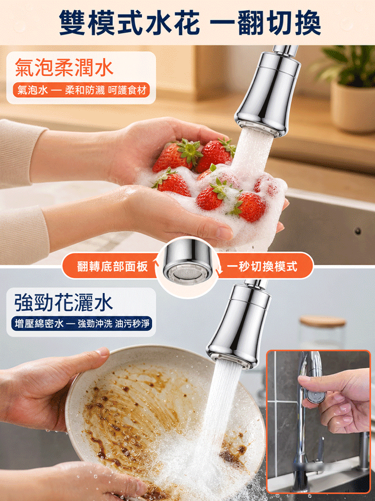 【老舊龍頭一秒升級】360度反冲洗自洁厨房水龙头接头