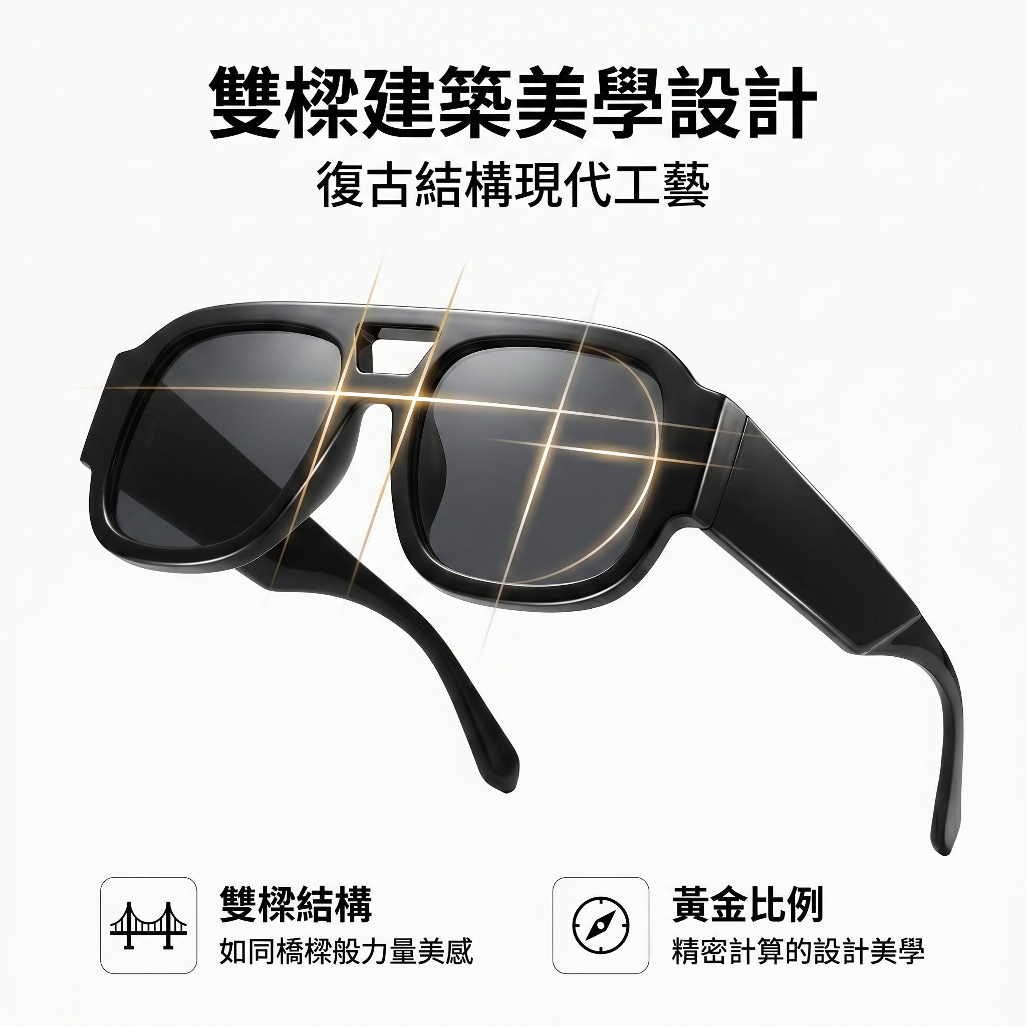 高效防曬雙樑太陽眼鏡近拍