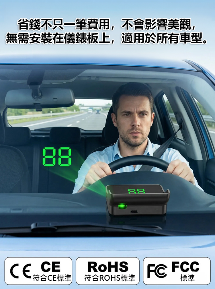抬頭顯示HUD車載GPS數位速度表