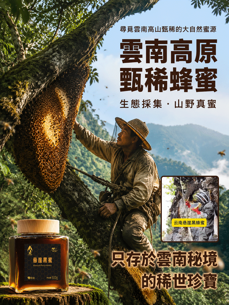 「只存於雲南祕境的稀世珍寶」雲南懸崖黑蜂蜜