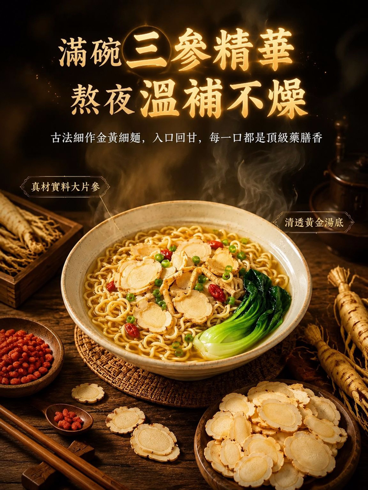 【党参+西洋参+人参】三参方便面