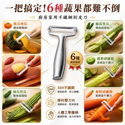 廚房家用不鏽鋼加厚削皮刀，適用萵筍南瓜蔬菜瓜刨器