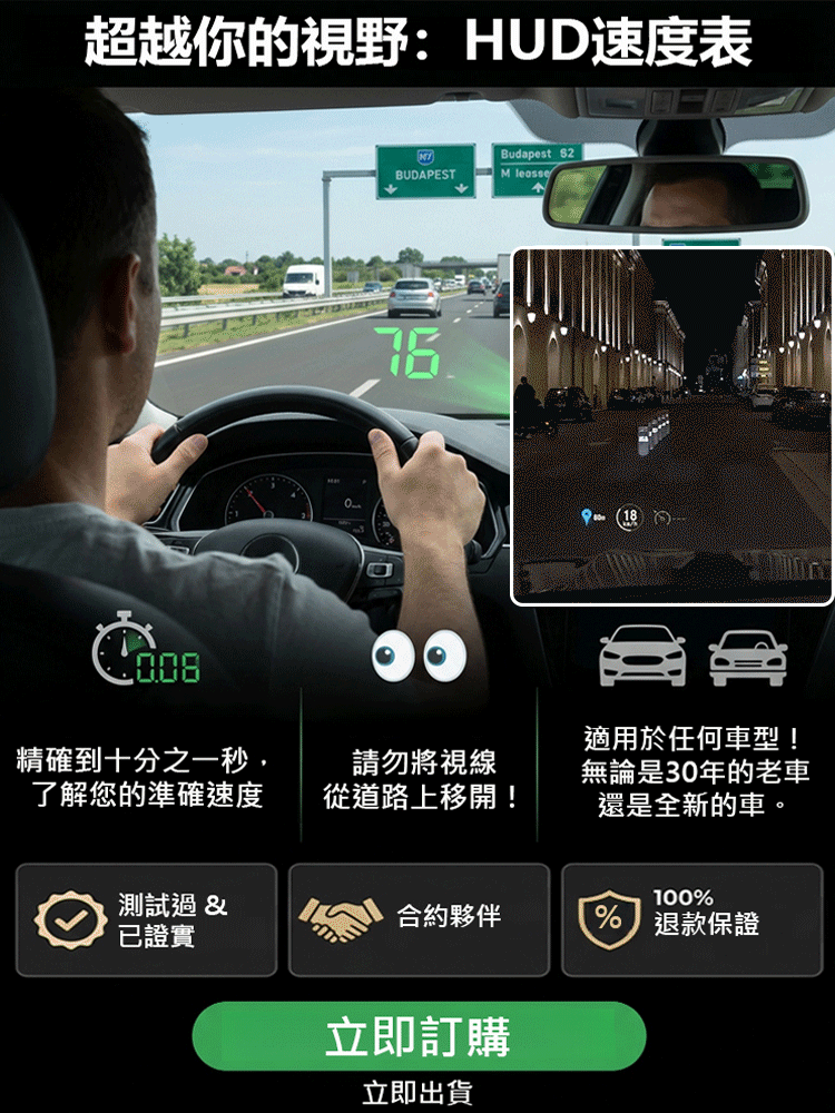 抬頭顯示HUD車載GPS數位速度表
