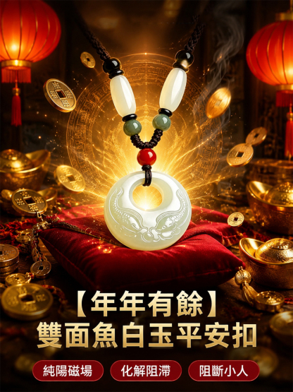 【年年有餘】雙面魚白玉吊墜
