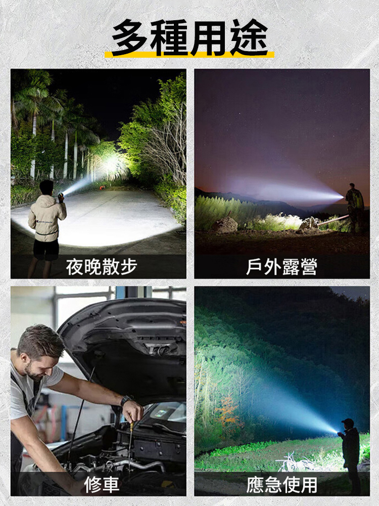 【升級款】太陽能手搖發電爆亮手電筒