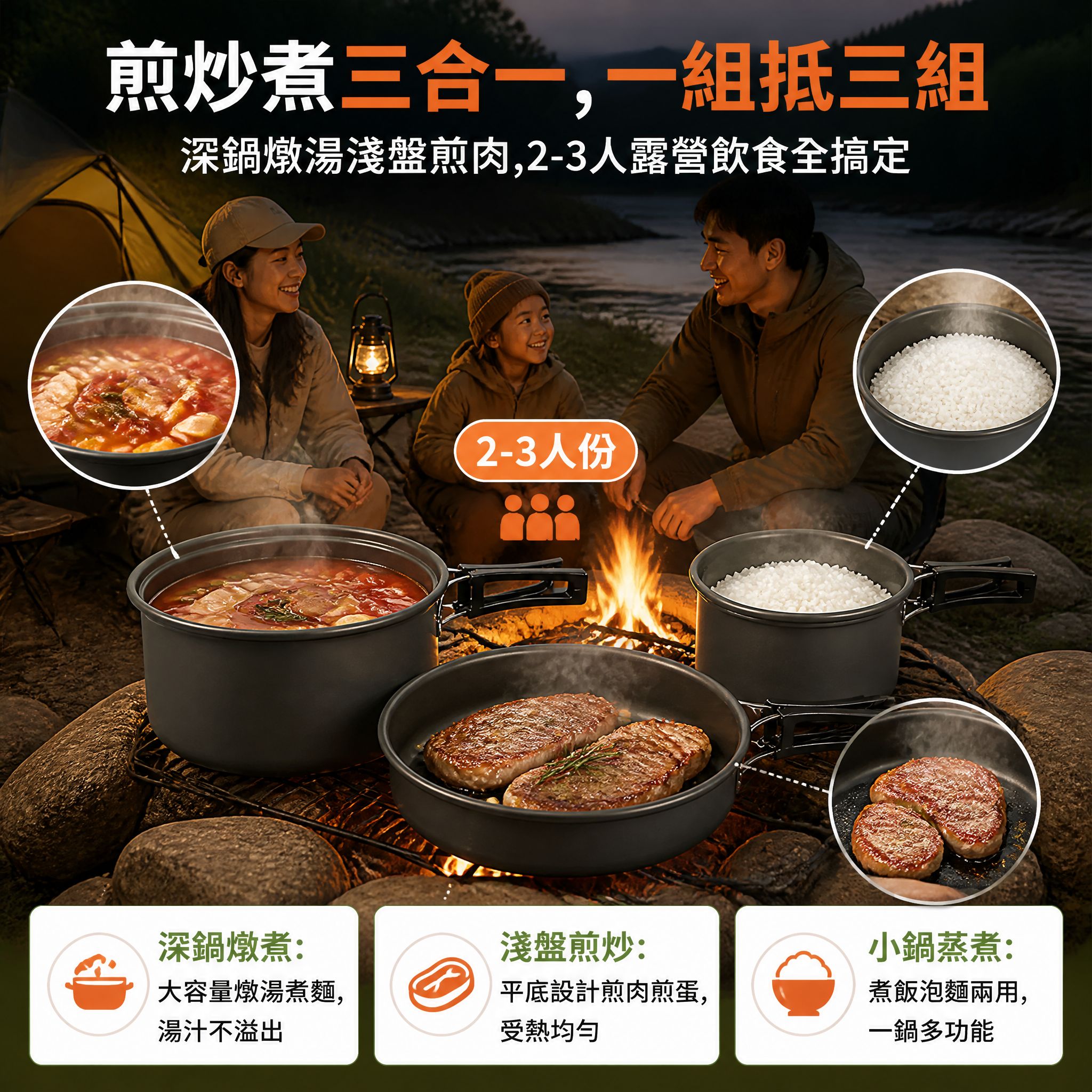 2~3人露營餐具套裝 戶外野餐用品組合