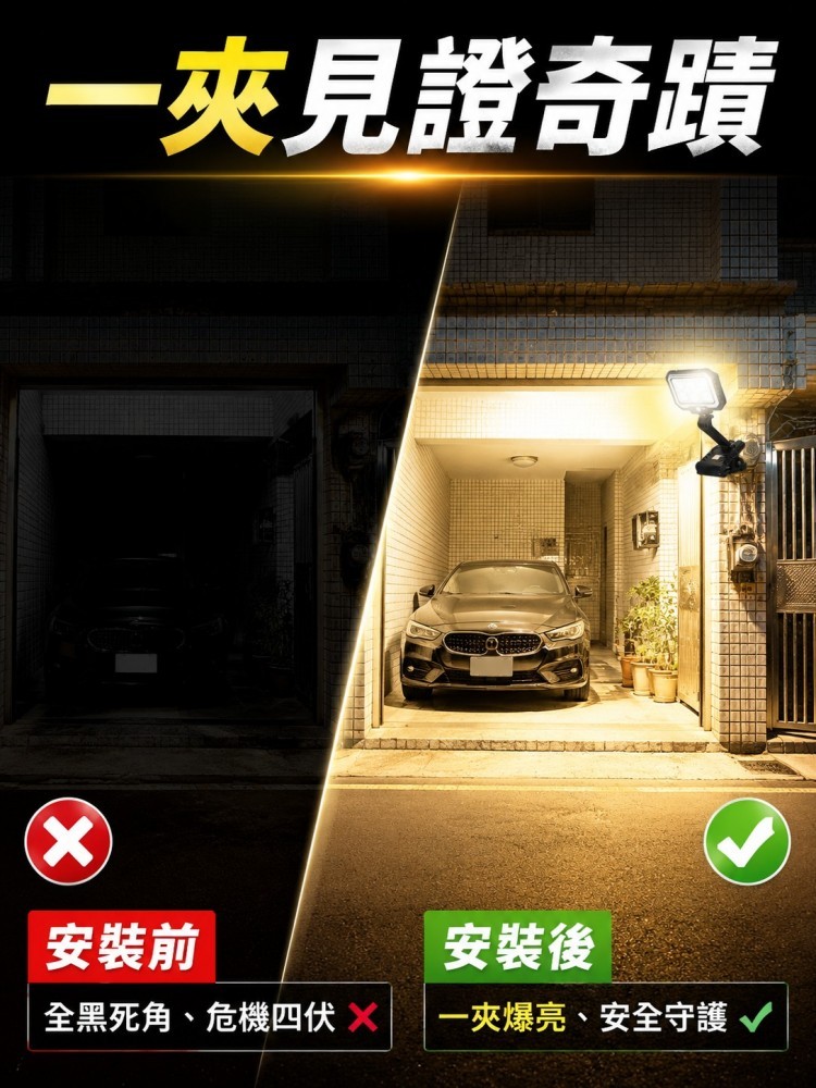 【航太級黑科技】太陽能折疊雷達感應夾子神燈