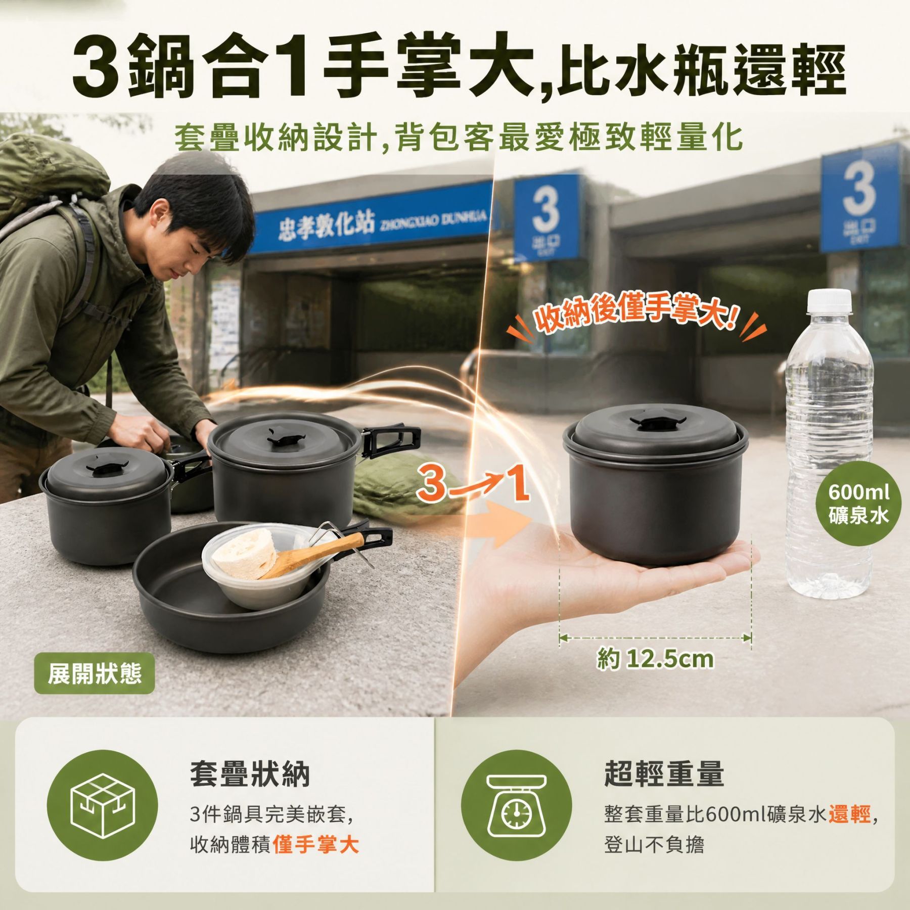 2~3人露營餐具套裝 戶外野餐用品組合