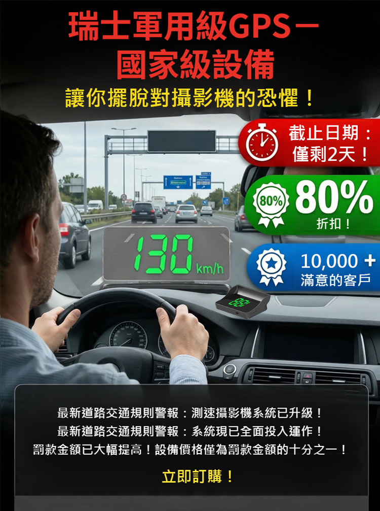 抬頭顯示HUD車載GPS數位速度表