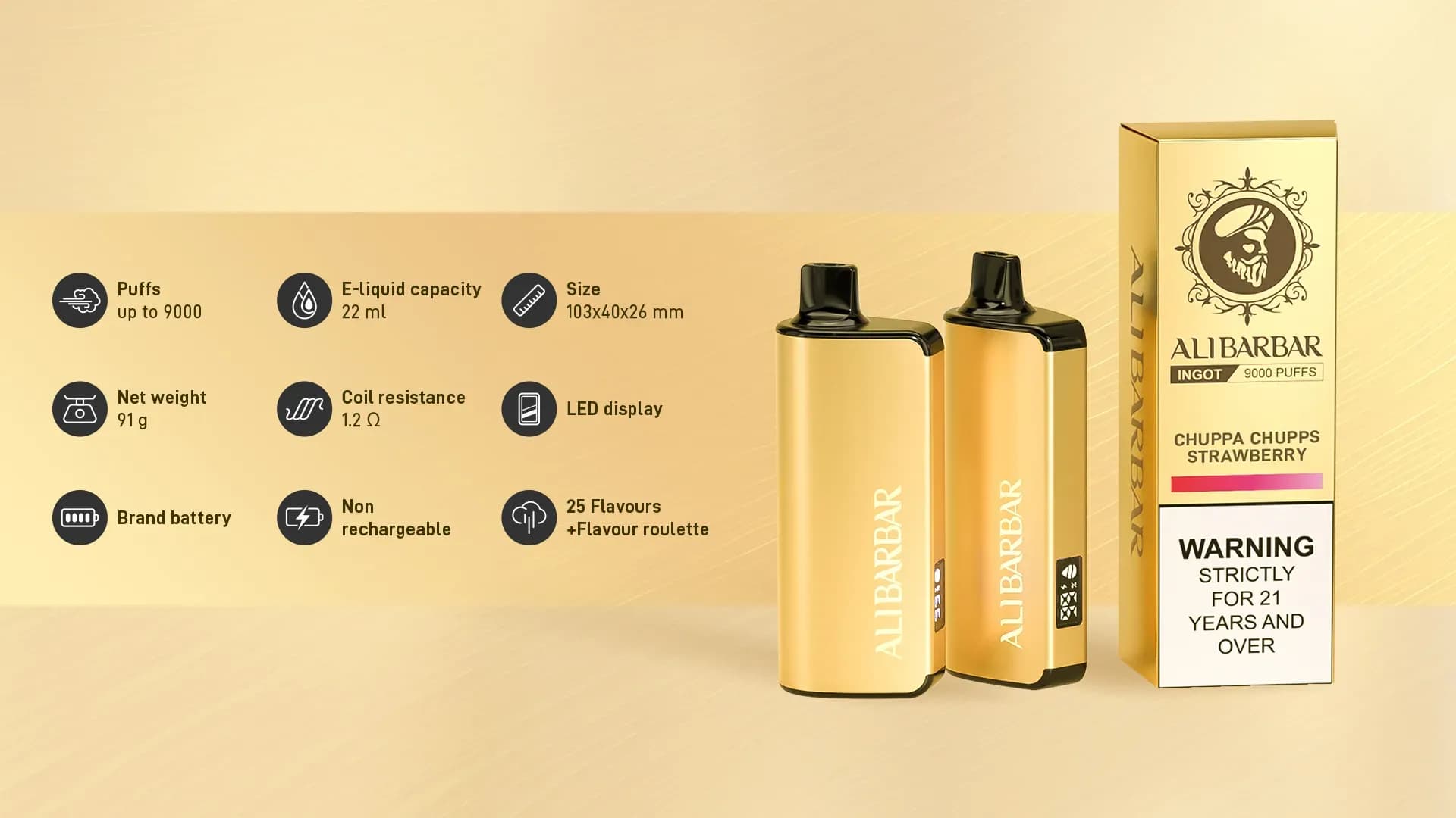 ALIBARBAR INGOT 9000 specifications and packaging