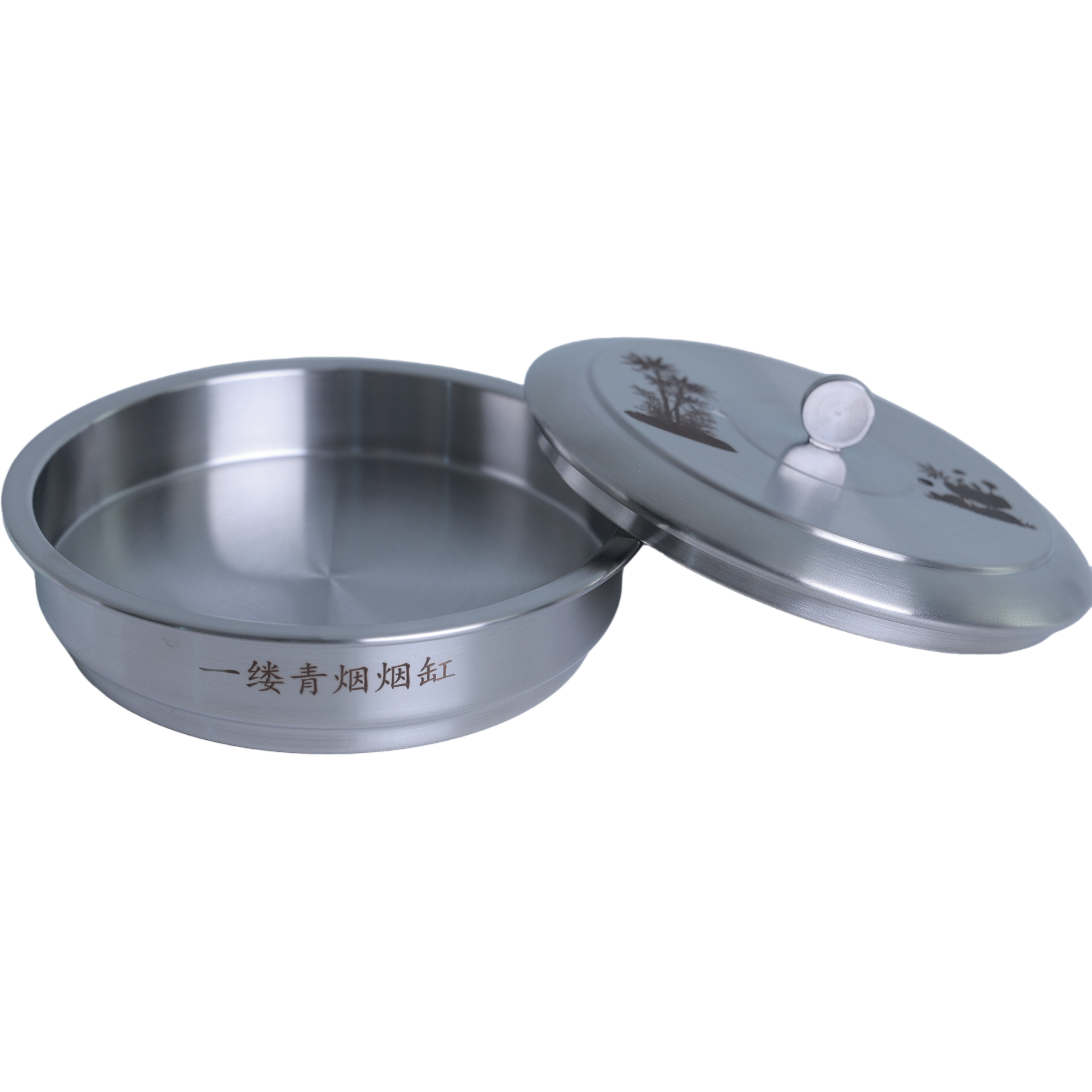 304 Stainless Steel Windproof Ashtray, Matte Black & Brushed Finish