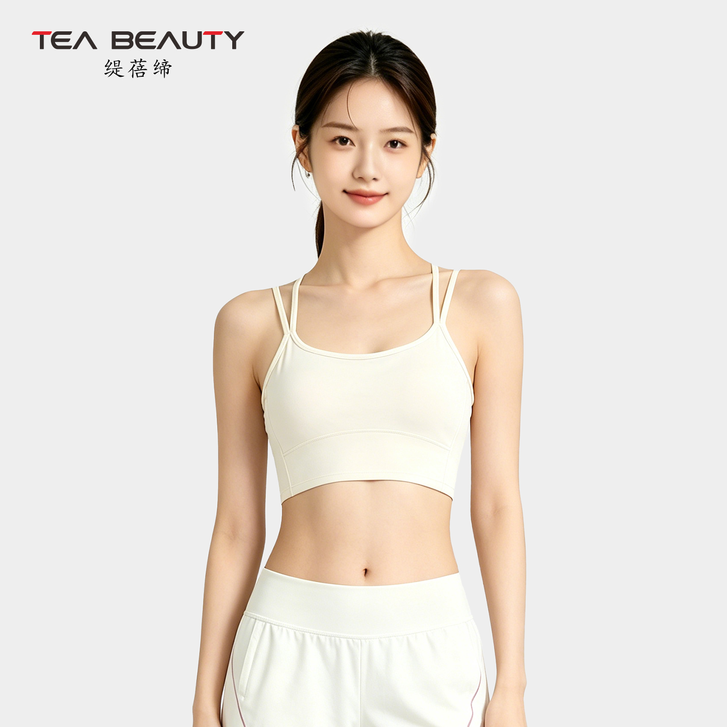 TEABEAUTY C220 雙細肩帶方領一體胸墊短款運動背心 N80953 		 		