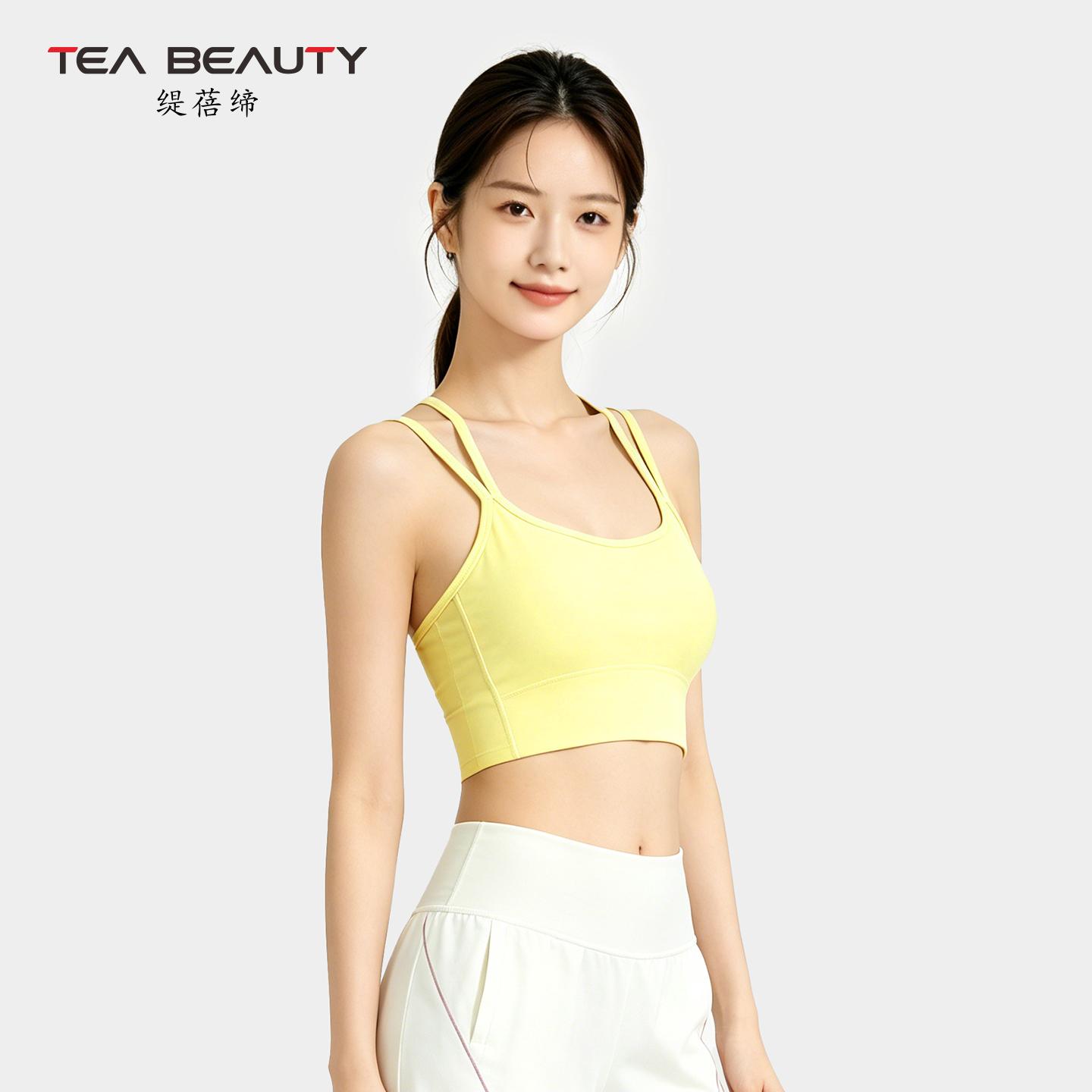 TEABEAUTY C220 雙細肩帶方領一體胸墊短款運動背心 N80953 		 		
