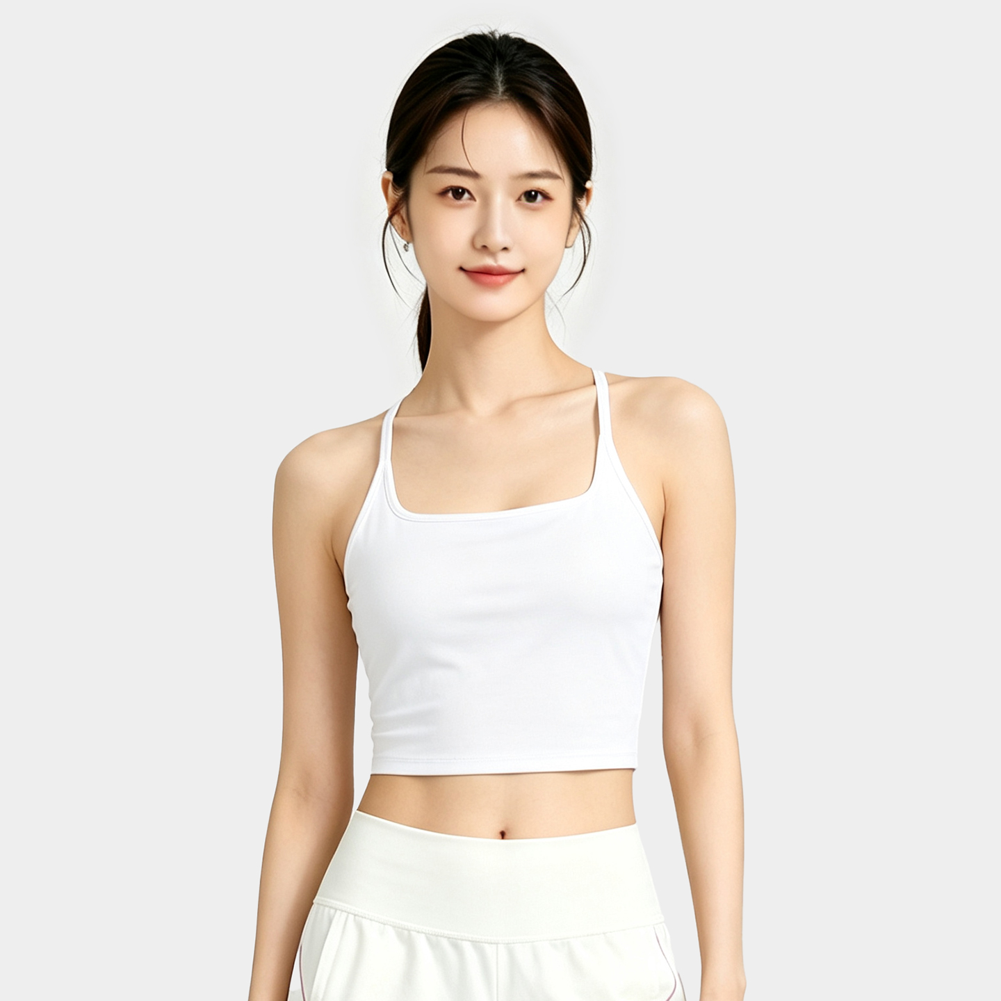 TEABEAUTY C223 細肩帶方領一體胸墊短款運動背心搭配 N80980 
