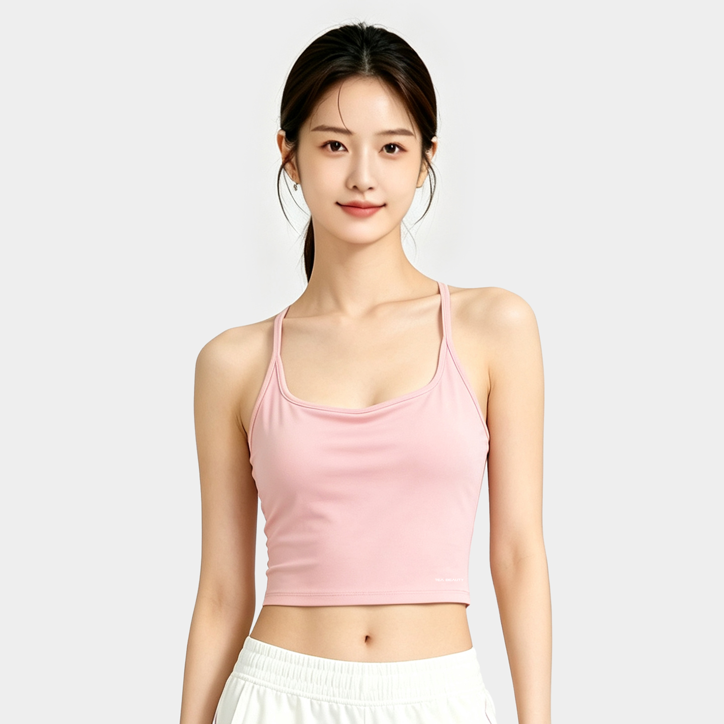 TEABEAUTY C223 細肩帶方領一體胸墊短款運動背心搭配 N80980 