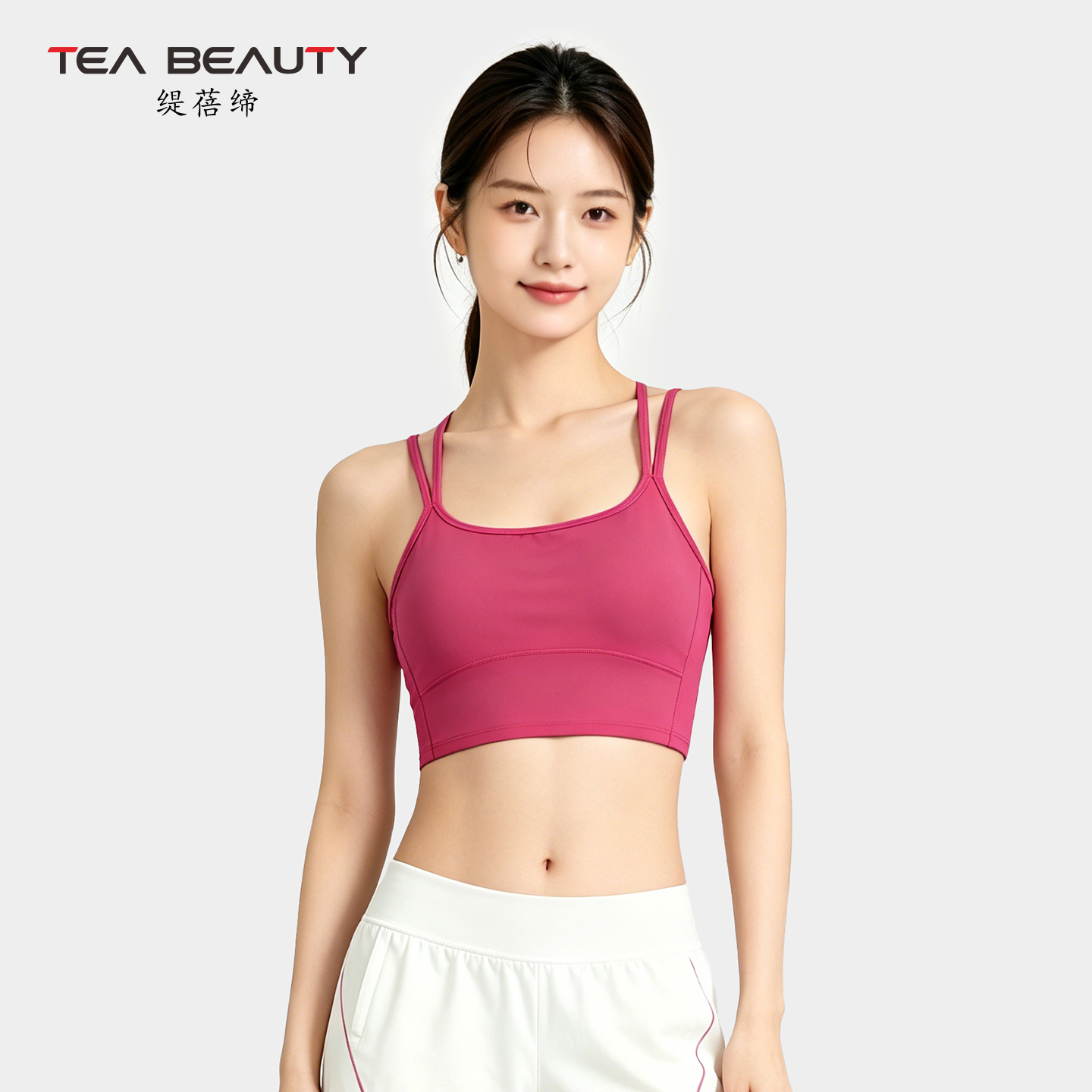 TEABEAUTY C220 雙細肩帶方領一體胸墊短款運動背心 N80953 		 		