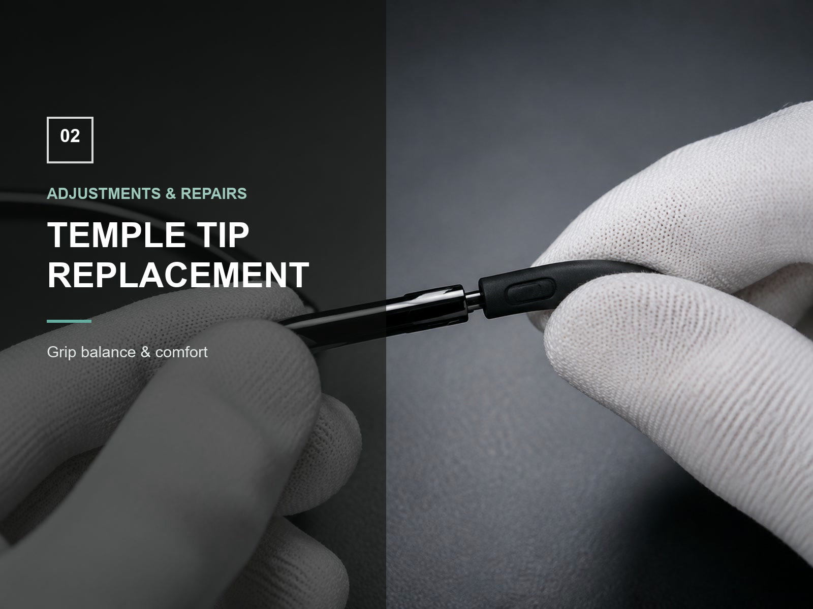Close up USWING temple tip replacement video guide