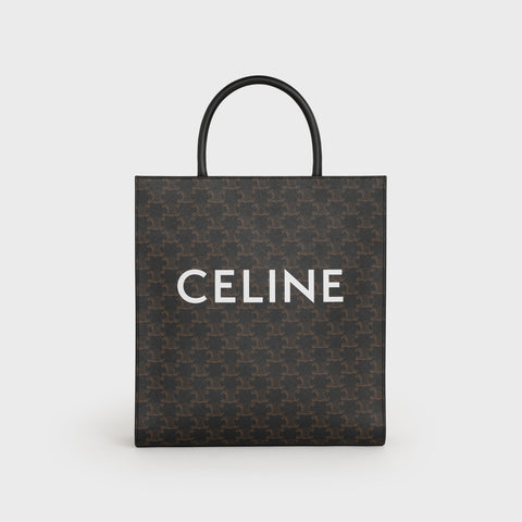 ミディアム バーティカル カバ / CELINEプリント入りトリオンフ キャンバス ブラック