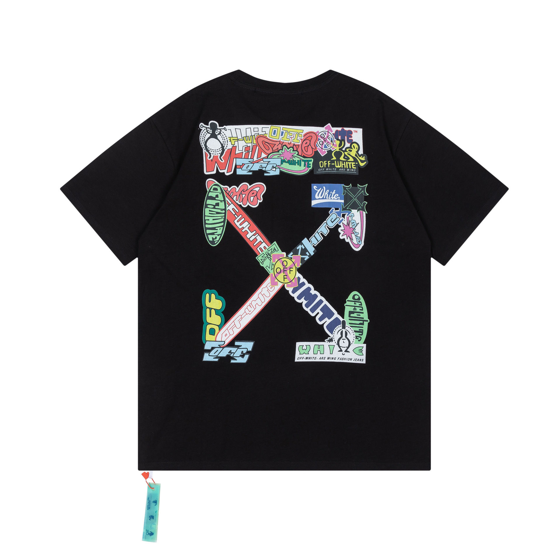 OFF-WHITE(オフホワイト) 2023　春夏新作　半袖シャツ　Tシャツ 矢じり　100％純綿生地　　快適　通気性が良い　シンプルの風格　かっこいい　黒　男女兼用