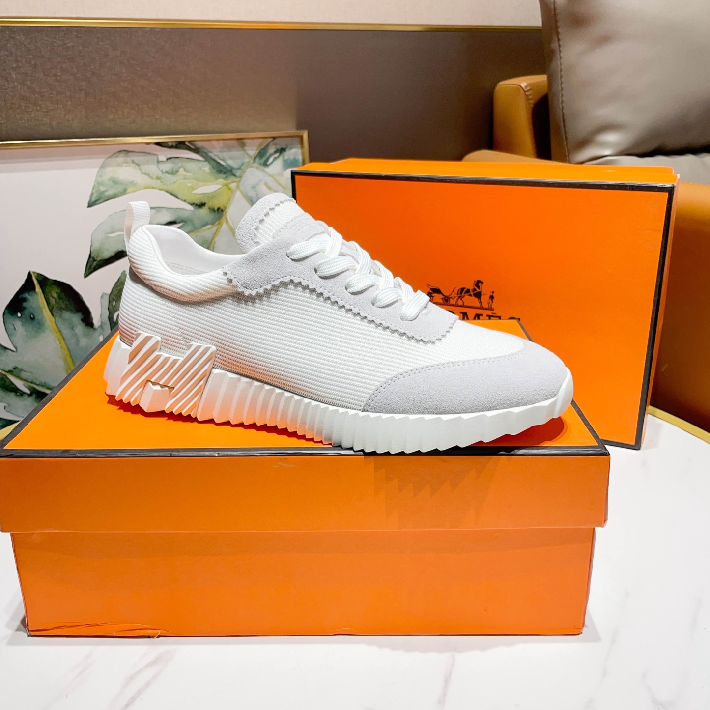 【大人気◆レザー×軽量ソール】HERMES バウンシング スニーカー
