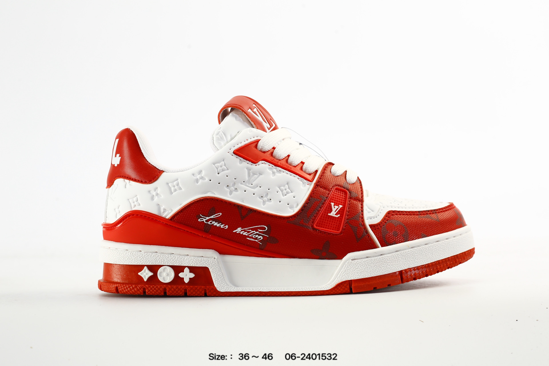 Louis Vuitton Trainer Sneaker トレーナー・ライン スニーカー ホワイト×レッド