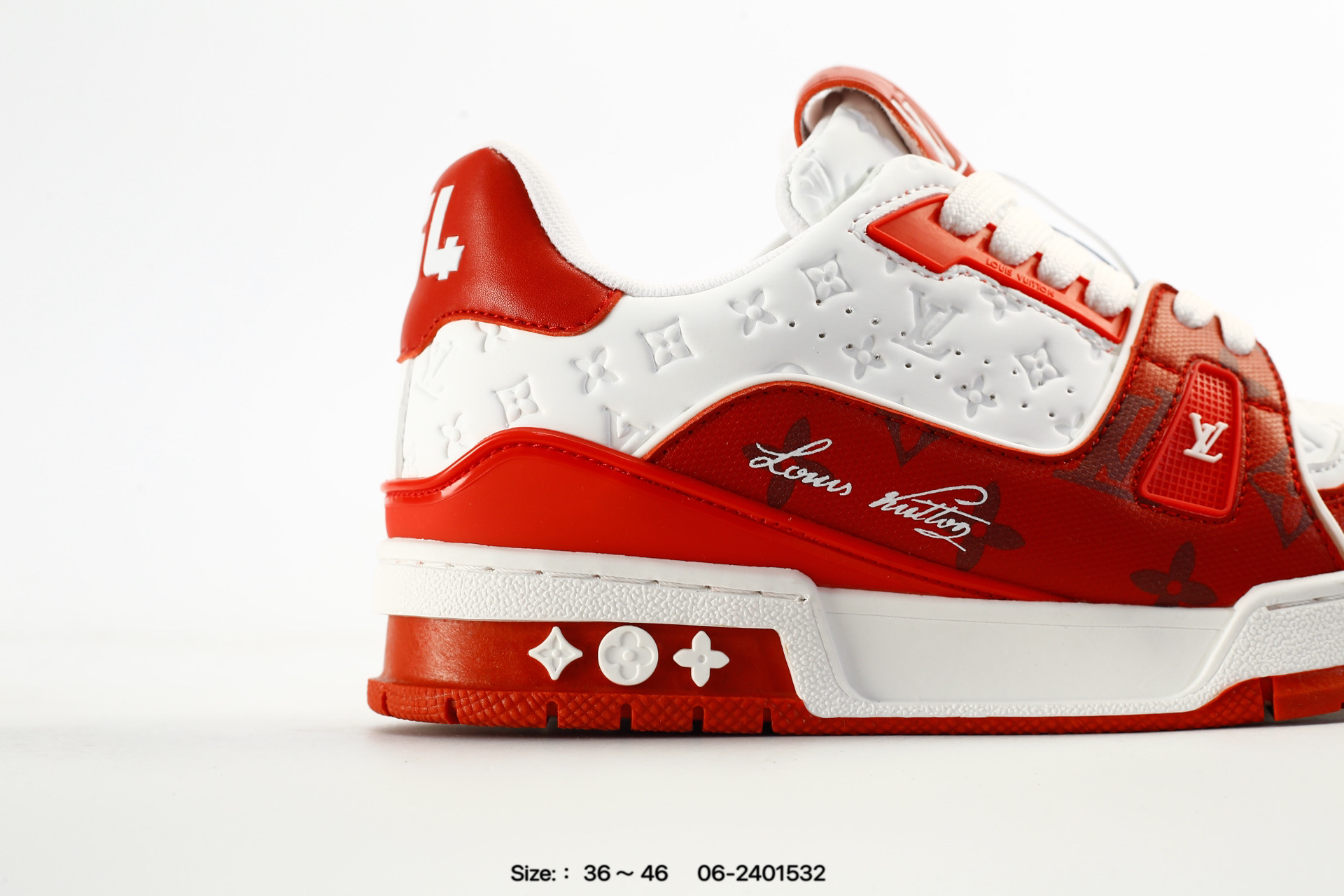 Louis Vuitton Trainer Sneaker トレーナー・ライン スニーカー ホワイト×レッド