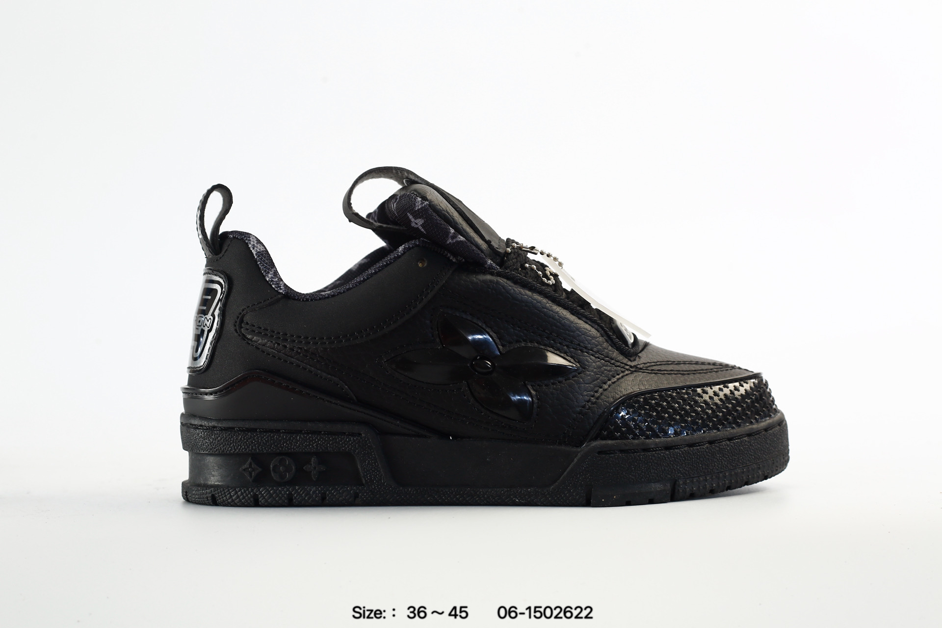 LOUIS VUITTON スケート スニーカー ブラック モノグラムフラワー メンズ