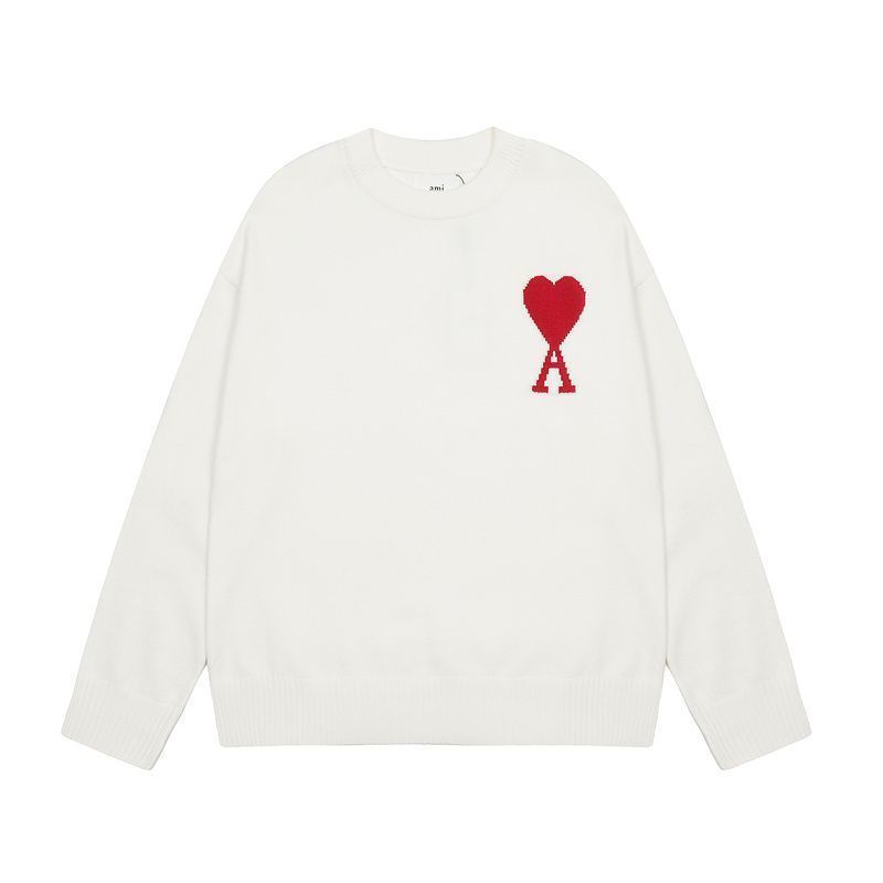 【AMI PARIS】 アミ パリス Intarsia Sweater ハートロゴ ニット ロゴ セーター オーバーサイズ