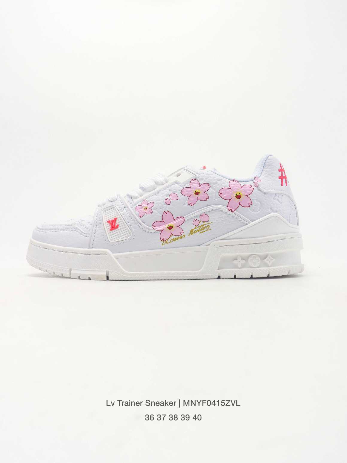 LOUIS VUITTON ルイ・ヴィトン LV Trainer 桜デザイン レザースニーカー ホワイト 