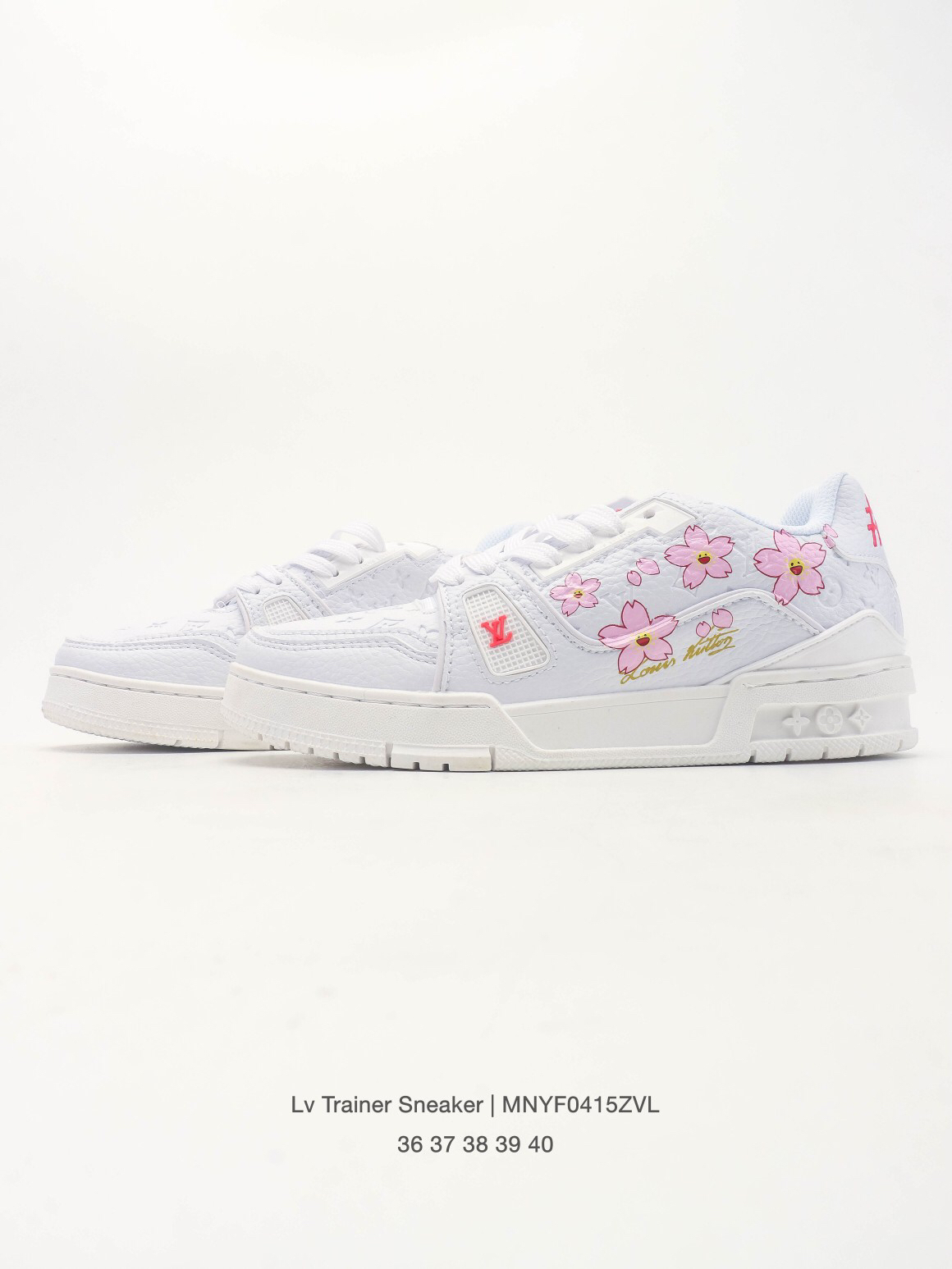 LOUIS VUITTON ルイ・ヴィトン LV Trainer 桜デザイン レザースニーカー ホワイト 