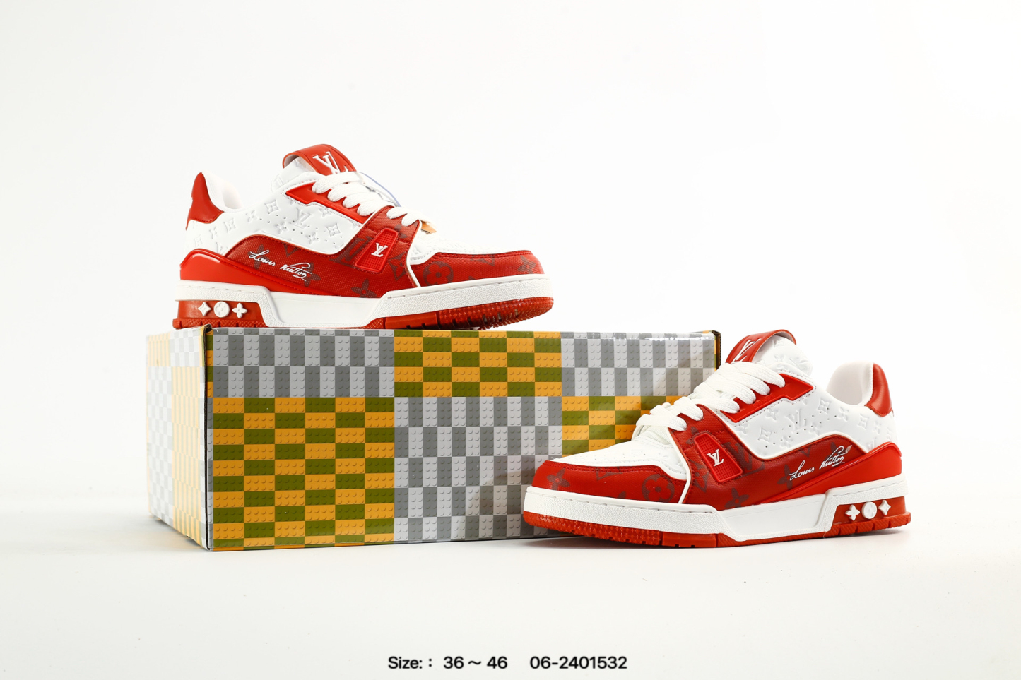 Louis Vuitton Trainer Sneaker トレーナー・ライン スニーカー ホワイト×レッド