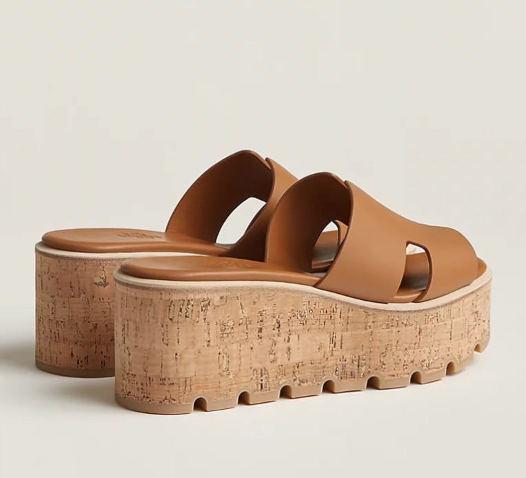 上品♪*Hermes*Eze 30*厚底ウッドヒールサンダル*ゴートスキン