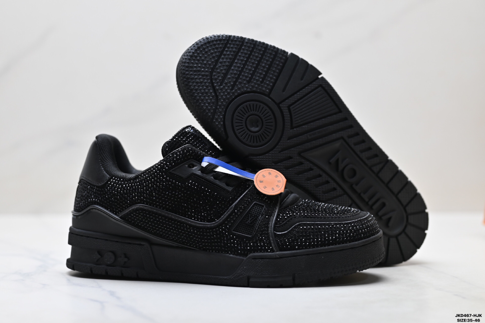 Louis Vuitton Trainer Sneaker Low スニーカー ブラックラインストーン