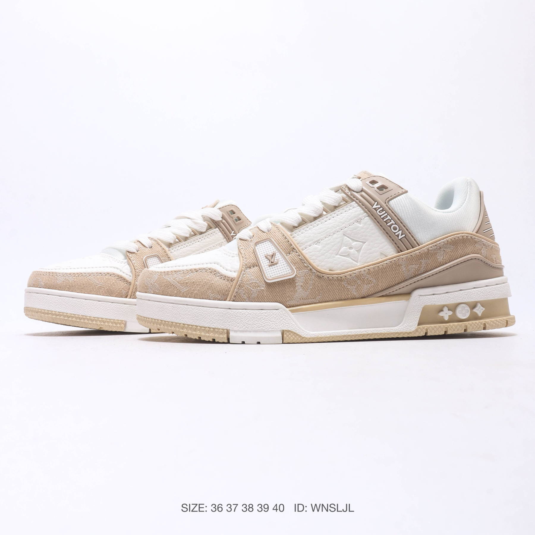LOUIS VUITTON LV Trainer モノグラムデニム ベージュ × ホワイト