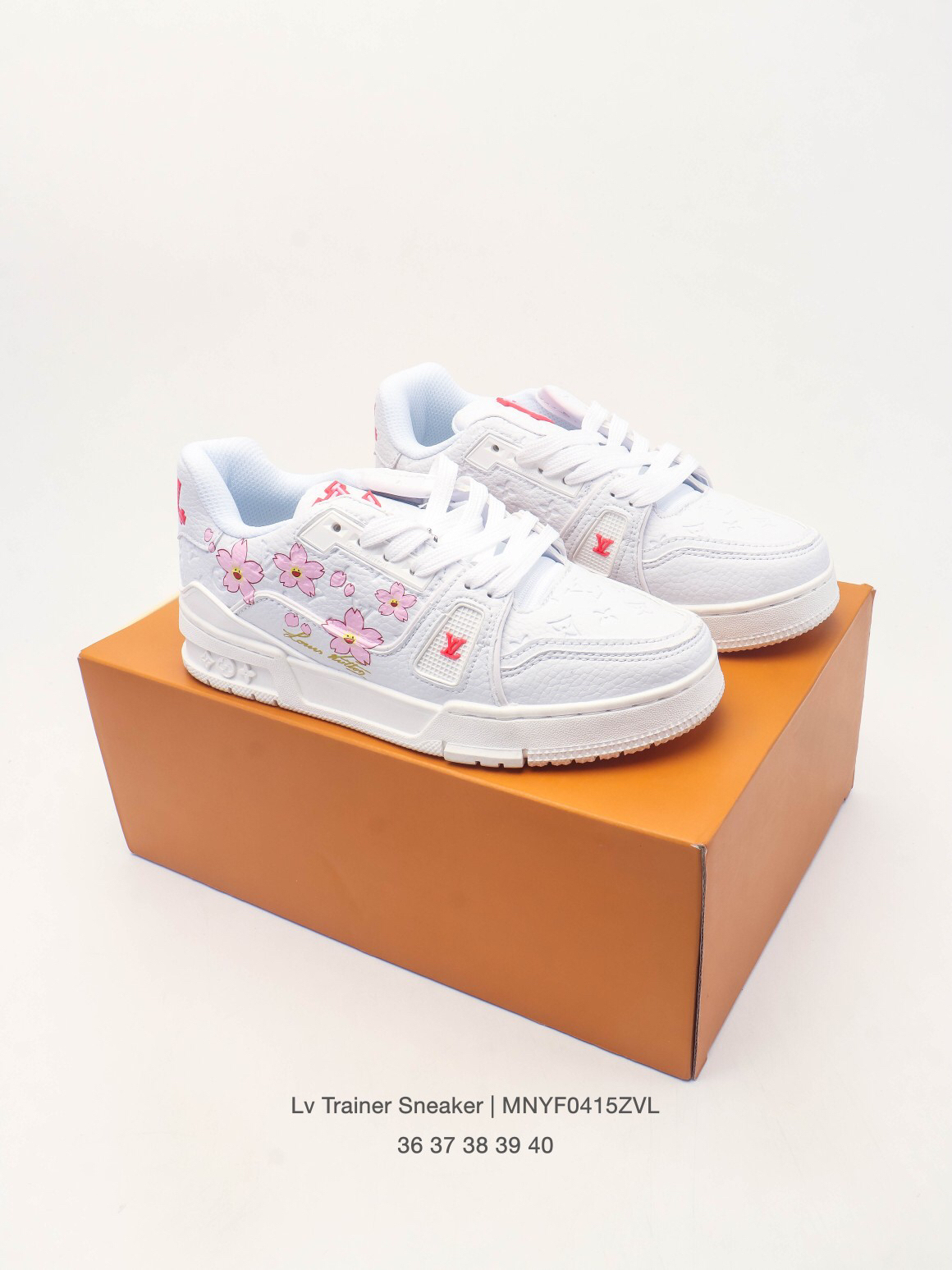 LOUIS VUITTON ルイ・ヴィトン LV Trainer 桜デザイン レザースニーカー ホワイト 