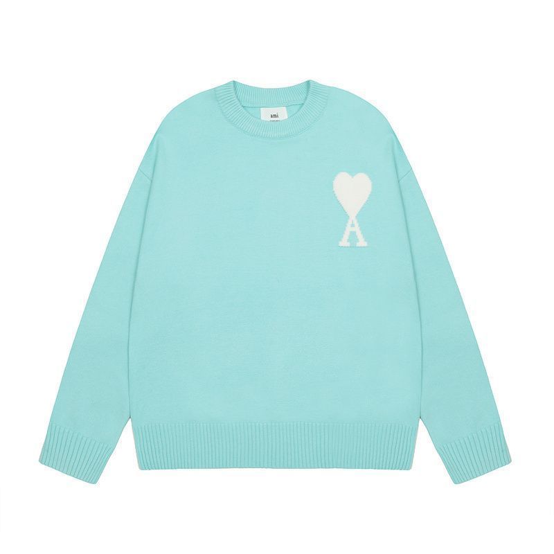 【AMI PARIS】 アミ パリス Intarsia Sweater ハートロゴ ニット ロゴ セーター オーバーサイズ