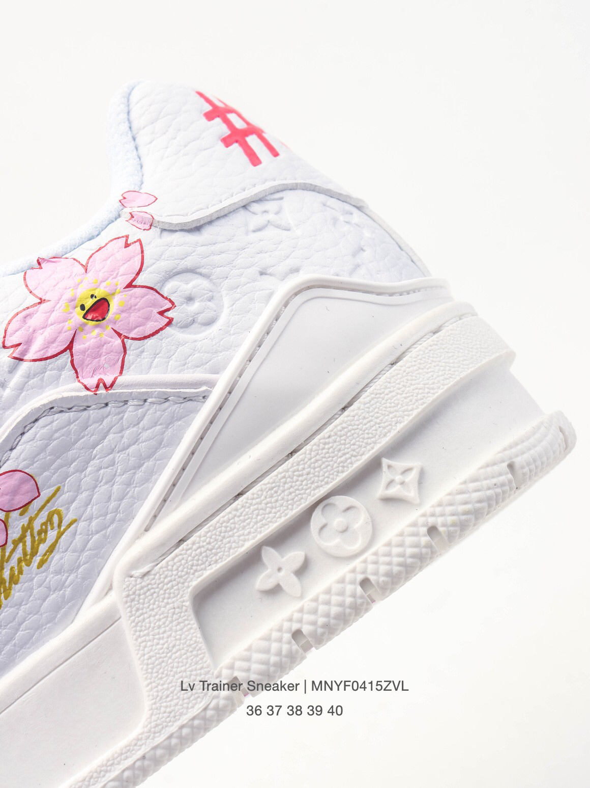LOUIS VUITTON ルイ・ヴィトン LV Trainer 桜デザイン レザースニーカー ホワイト 