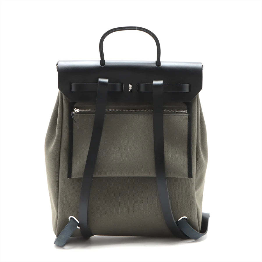 エルメス エールバッグジップPM トワルミリタリー カーキ シルバー金具
