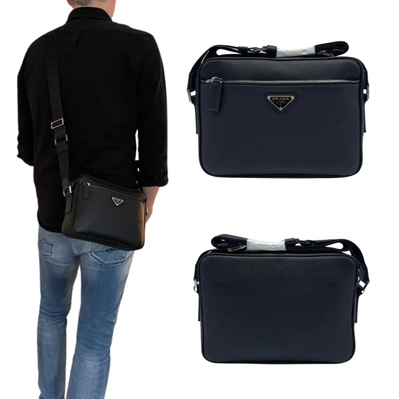 PRADA メンズ レザー ショルダーバッグ