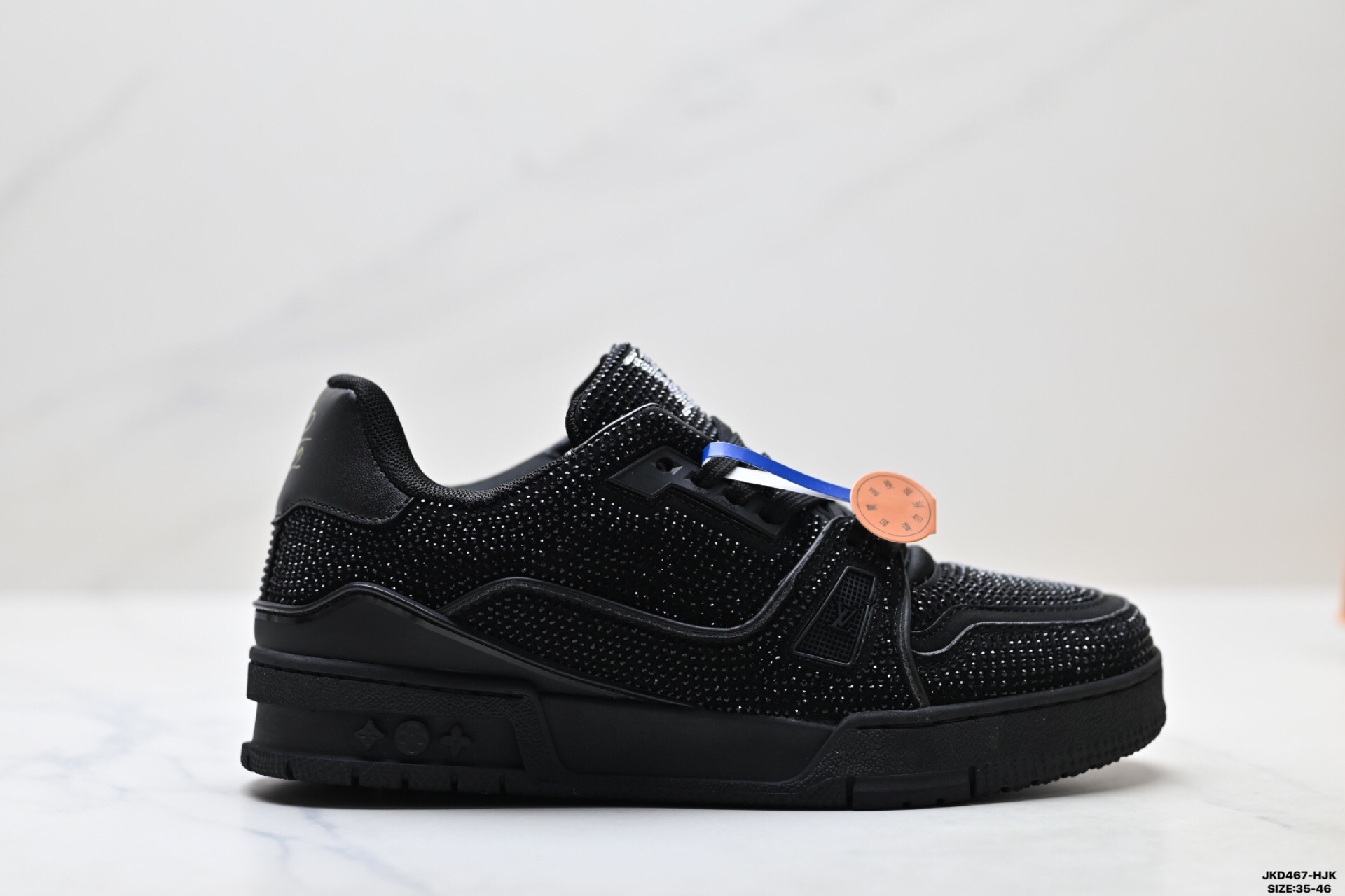 Louis Vuitton Trainer Sneaker Low スニーカー ブラックラインストーン