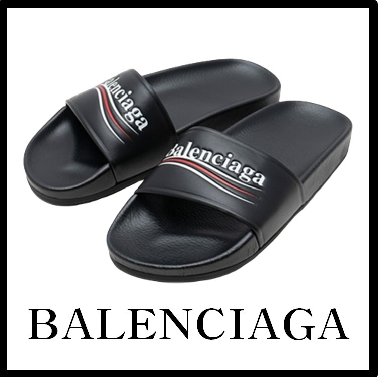 ★BALENCIAGA★ブラックウェーブロゴサンダル★