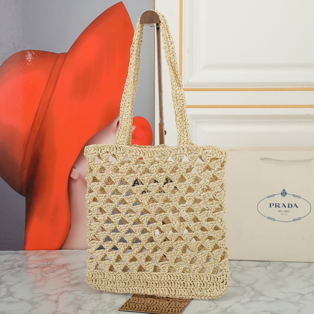 【PRADA旗艦店】プラダ わら編みバッグ 30*31CM-BRAND OFF