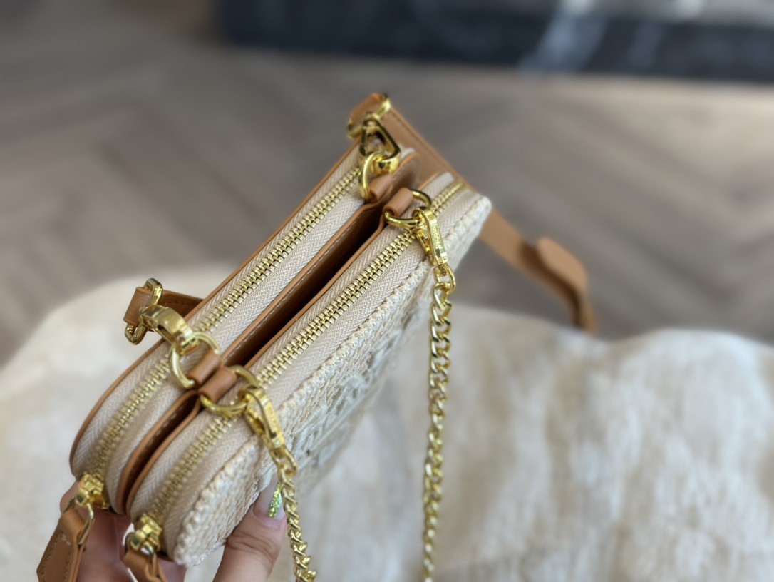 【PRADA旗艦店】プラダ わら編みバッグ クロスボディバッグ 19*13CM-BRAND OFF