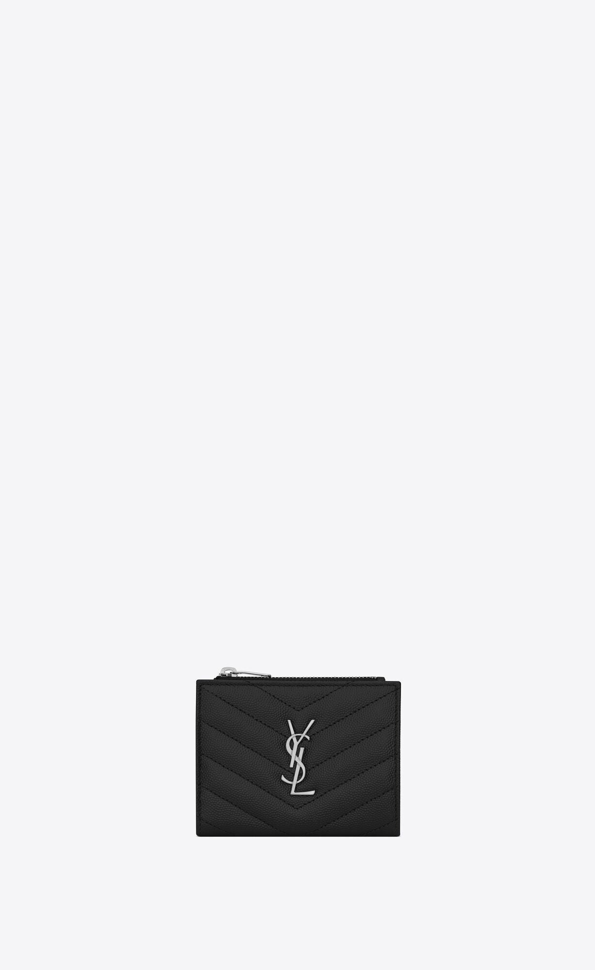 人気！★MONOGRAMブラックキルトレザージッパーのカードホルダーをテクスチャ-BRAND OFF