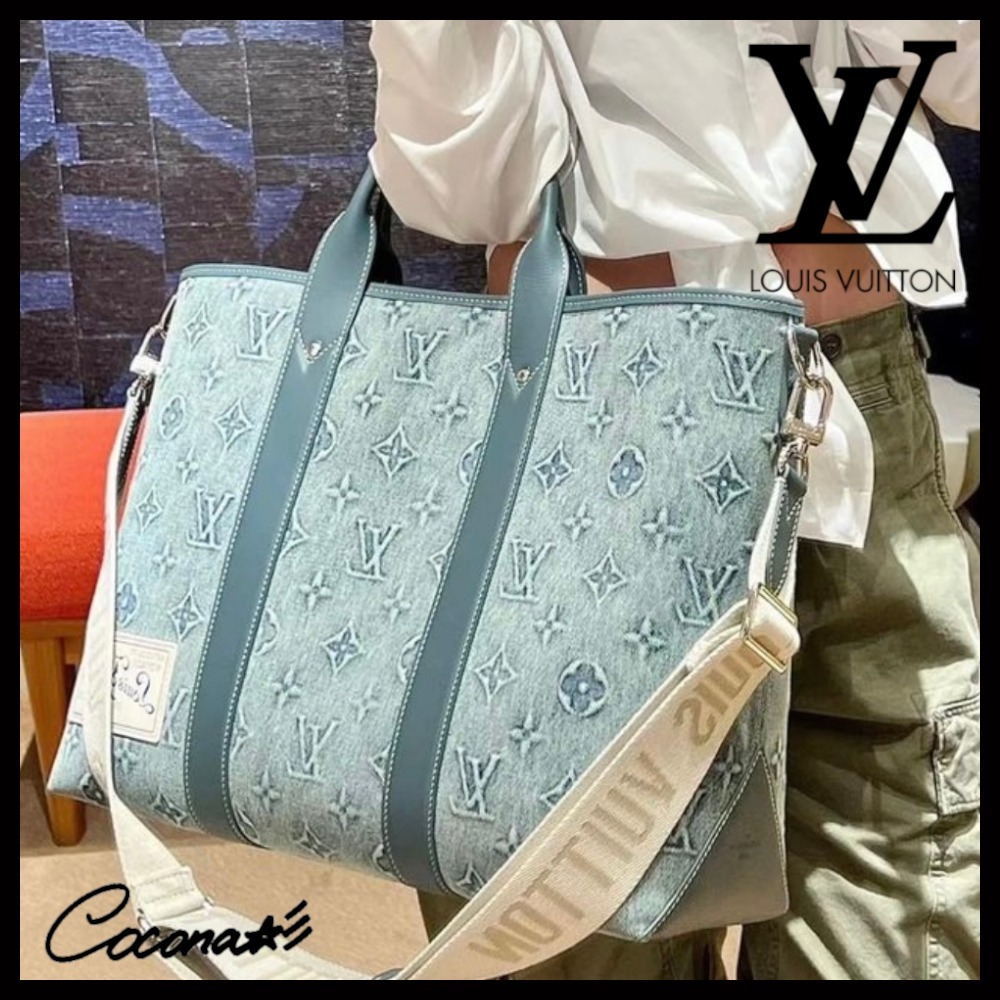 Louis Vuitton バッグ《Weekend》ブルー レザー ロゴ 直営店 M22537-BRAND OFF