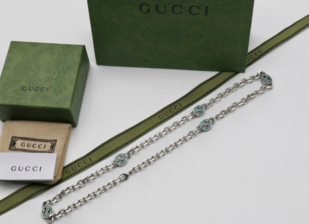 GUCCI エナメル インターロッキングG ネックレス-BRAND OFF