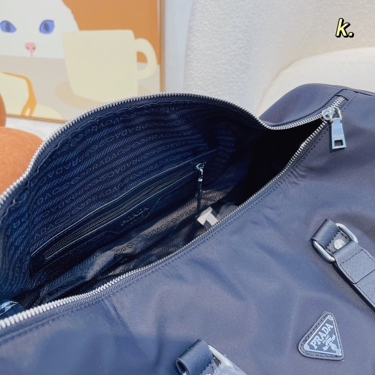 【Prada旗艦店】( プラダ ) キャンバス トラベルバッグ 46x21x26cm-BRAND OFF