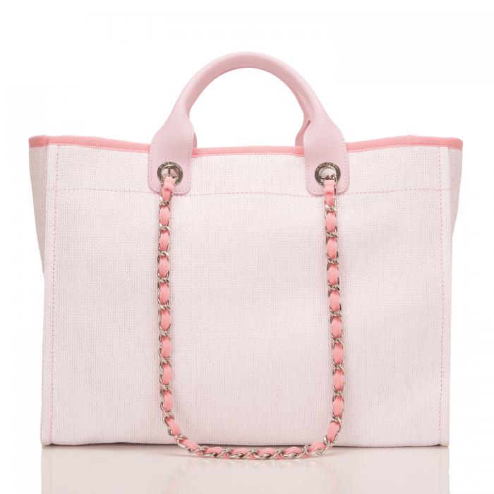 【CHANEL】PINKピンクキャンバスラージドーヴィルショッピングトートバッグ-BRAND OFF